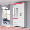 Ver imagem 5 de Guarda Roupa 4 Portas com Espelho Madri Branco Rosa Azul Lilás Flex 852440 Moval