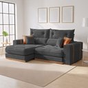 Ver imagem 1 de Sofá Retrátil e Reclinável 3 Lugares Veludo Molas Ensacadas Pillow Top Columbia 210cm Cinza