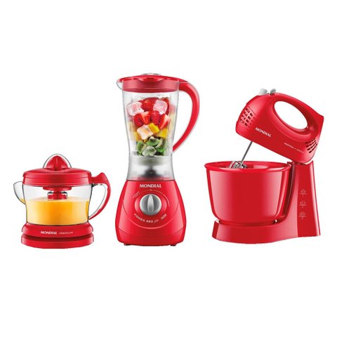 Kit Especial Mondial Batedeira + Extrator + Liquidificador KT-201-R - 127V