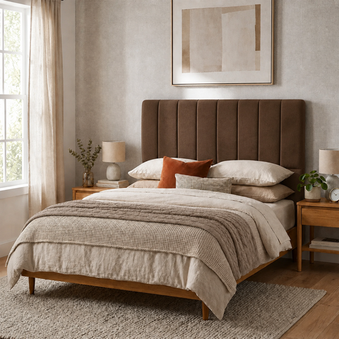 Cabeceira para Cama Casal Estofada 1,38 m Mel Vilajo: Suede Crush Cacau