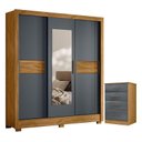 Ver imagem 1 de Guarda Roupa Casal Bahamas e Cômoda Ms913 Freijó Cinza – Moval