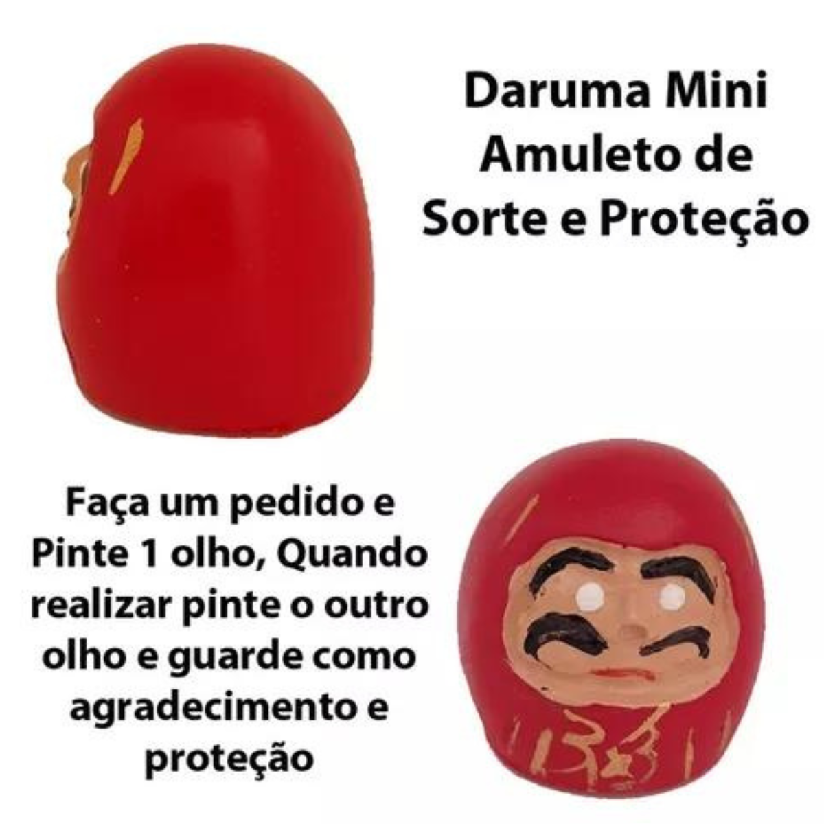 Daruma - Boneco - Resina - Pinte O Olho Faça Desejo/Pedido - Proteção Sorte - 3cm - 3