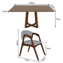 Ver imagem 3 de Mesa Jantar Isabela 1,2m Freijó Pés Mel Madeira Maciça 4 Cadeiras Gabriela - Cinza Linho