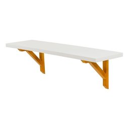 Prateleira Branca Madeira Maciça 70x19cm Mão Francesa Pinus - 5
