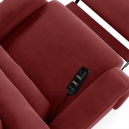 Poltrona do Papai Reclinável Napoli Elétrica Botão Led Massagem Veludo Vinho Fh1 - 7