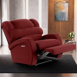 Poltrona do Papai Reclinável Napoli Elétrica Botão Led Massagem Veludo Vinho Fh1 - 6