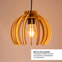 Ver imagem 3 de Luminária Lustre Pendente Vazado Aletado Mdf Madeira Rustico Cor:marfim