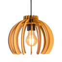 Ver imagem 1 de Luminária Lustre Pendente Vazado Aletado Mdf Madeira Rustico Cor:marfim