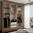Ver imagem 2 de Guarda-roupa Casal Real 3 Portas 2 Gavetas Jequitiba/off White - Panorama Móveis