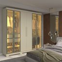 Ver imagem 1 de Guarda-Roupa Casal com 6 Portas com 4 Portas Reflecta com Pés com LED 100% MDF Império