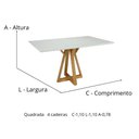 Ver imagem 3 de Mesa Nubia 4 Lugares Quadrada 1,1x1,10 Madeira Freijó Maciça e Tampo de Vidro Off-white Colado