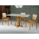Ver imagem 4 de Mesa Nubia 4 Lugares Quadrada 1,1x1,10 Madeira Freijó Maciça e Tampo de Vidro Off-white Colado