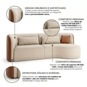 Ver imagem 4 de Sofá Living 2 Lugares Pés Madeira Maciça Bege Olivia