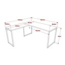 Ver imagem 2 de Escrivaninha Mesa Escritório em L com Estante Multiuso Kuadra 4 Prateleiras Industrial Preta Marrom