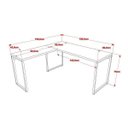 Ver imagem 2 de Escrivaninha Mesa Escritório em L com Estante Multiuso Kuadra 4 Prateleiras Industrial Preta