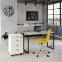 Ver imagem 1 de Conjunto Home Office 2 Peças com 1 Escrivaninha e 1 Gaveteiro Kuadra 4 Gavetas Industrial Yescasa Preta Branco