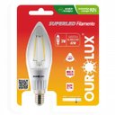 Ver imagem 1 de Lampada Led Vela Filamento Fosca Bocal E14 3 Watts Bivolt 6000k Branco Neutro Ourolux