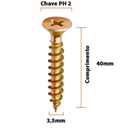 Ver imagem 2 de 500x Parafuso Chipboard Phillips Bicromatizado 3,5 X 40mm