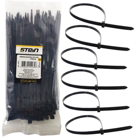 Abraçadeira Nylon Enforca Gato Lingua de Sogra Stein Preta 280 X 3,6mm (100 Pçs)
