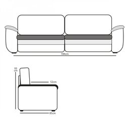 Sofá 3 Lugares 184cm Cordoba  - 3
