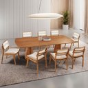 Ver imagem 1 de Sala de Jantar Mesa Noronha 220cm Tampo Laminado Canto Barril com 8 Cadeiras Eva Premium