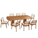 Ver imagem 2 de Sala de Jantar Mesa Noronha 220cm Tampo Laminado Canto Barril com 8 Cadeiras Eva Premium
