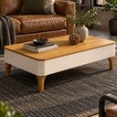 Ver imagem 1 de Mesa de Centro para Sala Orgânica Pés Madeira Maciça Ceci B01 Off White Cinamomo - Lyam Decor