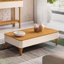 Ver imagem 1 de Mesa de Centro para Sala Orgânica Pés Madeira Maciça Ceci B01 Off White Cinamomo - Lyam Decor