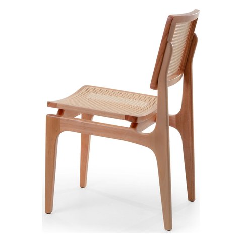 Cadeira de Madeira Zaya Freijó Encosto e Assento Tela Sextavada