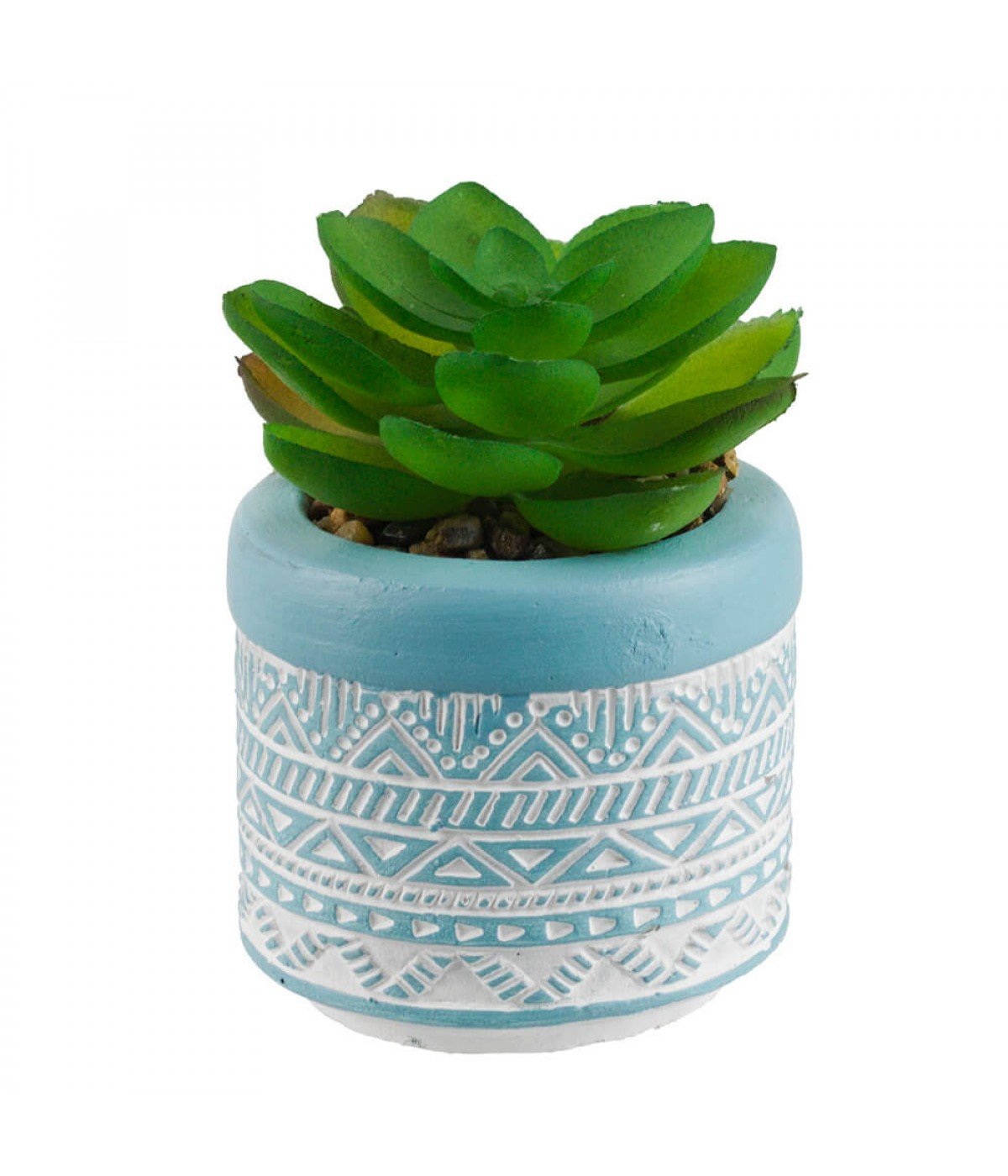Vaso Cimento Azul Planta Artificial 8x5.5x5.5cm - 2