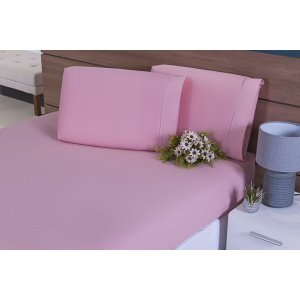 JOGO DE LENÇOL CASAL QUEEN SIZE 4 PEÇAS COLCHÃO ATÉ 35 CM DE ALTURA ROSE