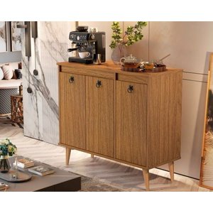 Buffet Aparador Cantinho do Café Retrô 3 Portas e Prateleira Dream:freijó