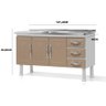 GABINETE ARMARIO DE COZINHA AÇO P/PIA 1.50 DESM. 3 GAVETAS ELLOS - MARROART - 2