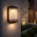 Ver imagem 6 de Arandela Luminária de Parede Externa Marrom Jardim E27 Dital Grade Redonda Lente Fosca