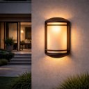 Ver imagem 2 de Arandela Luminária de Parede Externa Marrom Jardim E27 Dital Grade Redonda Lente Fosca