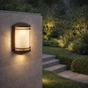 Ver imagem 4 de Arandela Luminária de Parede Externa Marrom Jardim E27 Dital Grade Redonda Lente Fosca