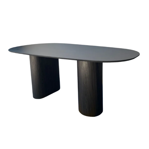 Mesa de Jantar Cone Orgânica Oval 160x90 Cm com 2 Base Ebano Tampo Ebano Linn Design Decor Mesa de J