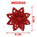 Ver imagem 4 de Pendentes Natalino Enfeite Flores Gliter Vermelho Kit 24pçs