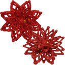 Ver imagem 1 de Pendentes Natalino Enfeite Flores Gliter Vermelho Kit 24pçs