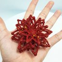 Ver imagem 2 de Pendentes Natalino Enfeite Flores Gliter Vermelho Kit 24pçs