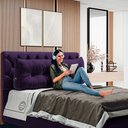 Ver imagem 2 de Almofada para Cabeceira Encosto Apoio Lombar Spot 195cm com Porta Celular Veludo - Desk Design