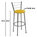 Ver imagem 3 de Kit 3 Banquetas Média Cromada Com Encosto Assento Amarelo
