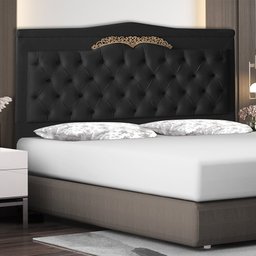 Cabeceira de Cama Box Madri Casal 140 Cm Suede Preto Ec Móveis - 2