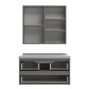 Ver imagem 4 de Conjunto Gabinete para Banheiro Suspenso com Cuba e Espelheira em MDF 80cm Maresias Cimento Cinza