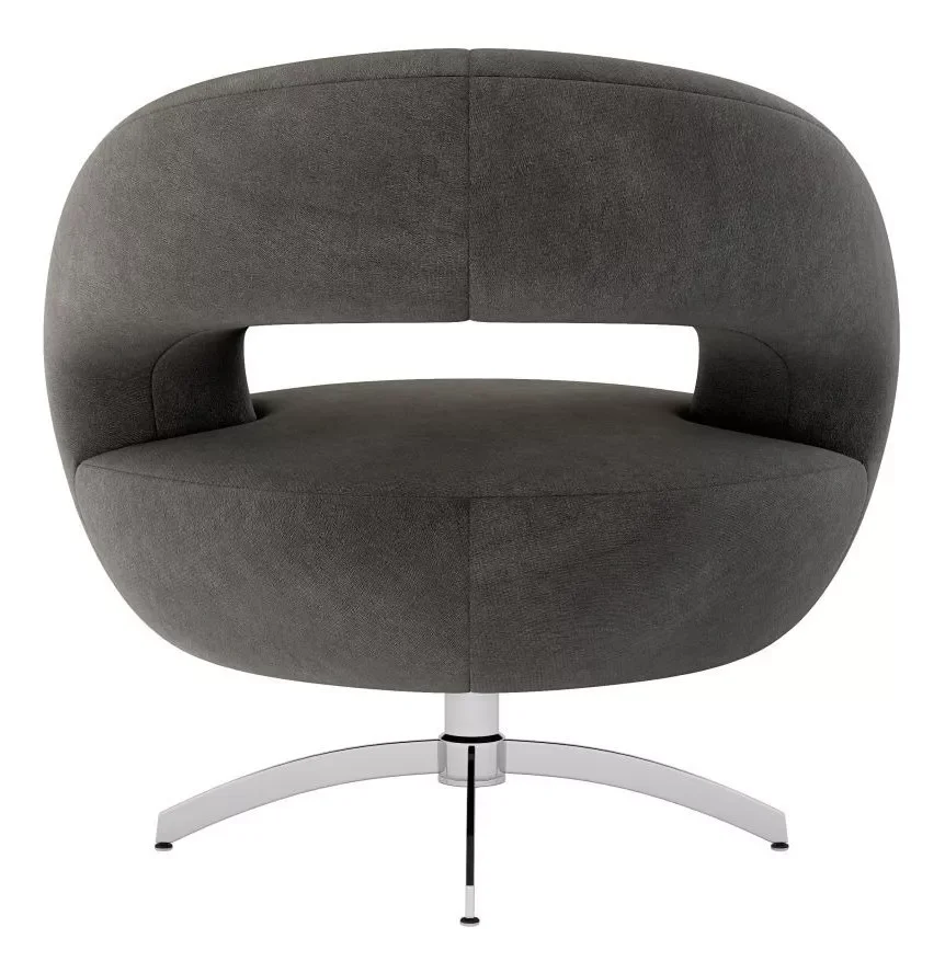 Ver imagem 3 de 2 Poltronas Decorativas Cinza Base Giratória, Alumínio Rigel - Harmônica Móveis