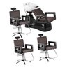 Kit Salão 3 Cadeiras Hidráulicas + Lavatório Cuba Reclinável Dompel Square Preto/marrom - 1