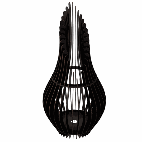 Abajur Grande de Chão ANDROMEDA MDF Luminária -:Preto/Kit com 2 - 70x25cm e 85x30cm