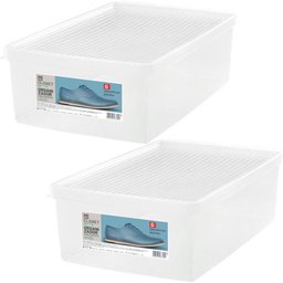 2 Caixas Plásticas Organizadoras com Tampa para Sapatos Calçados 38 a 46 Empilháveis Ordene - 1