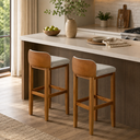 Ver imagem 2 de Kit 2 Banquetas Alta Moderna Gourmet Onix Pés de Madeira Madeira Cinza:Bege