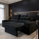 Ver imagem 1 de Sofá Larissa 4 Lugares Retrátil e Reclinável 232cm Preto Suede